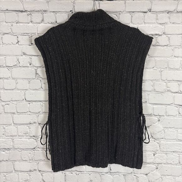 Vtg April Cornell Turtleneck Sweater Vest Wool Silk Ribbed Knit Brown Womens L - Picture 8 of 9
